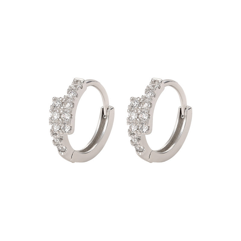 Small Diamond Ear Clip Female Light Luxury Minority Commuting Fashion Earrings Christmas Gift Wedding Jewelry