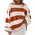 Oversized Batwing Sleeve Striped Knit Sweater