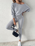 Casual Ribbed Pullover Lounge Set