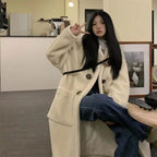 Horn Button Lamb Wool Duffle Coat