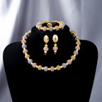 5Pcs Fashionable Metallic Beaded Necklaces Two Color Gold Bead Earrings Bracelets Suitable For Daily Wear Holiday Jewelry Gifts