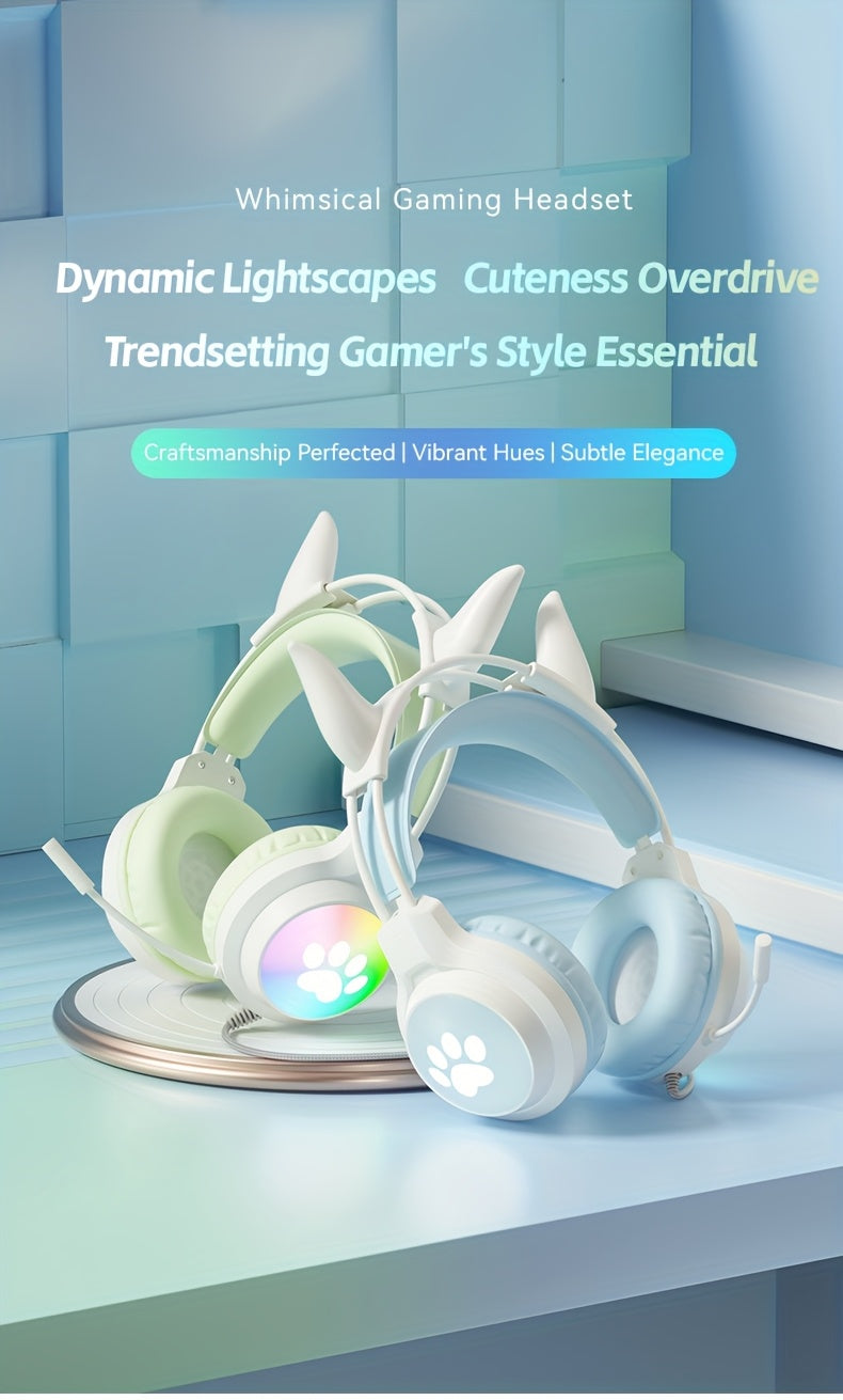 Super Adorable Gaming Headphones, a Must-Have Gift for Christmas, Ear Additions with Stunning Lighting Effects