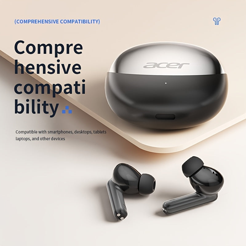 [Acer 2025 New Model]Tws Wireless Earbuds with Deep Bass Stereo + Call Noise Reduction, Long Battery Life for Sports And Running, Low Latency Gaming Mode, HIFI Sound, Lightweight Touch Control Design, Fashionable Look