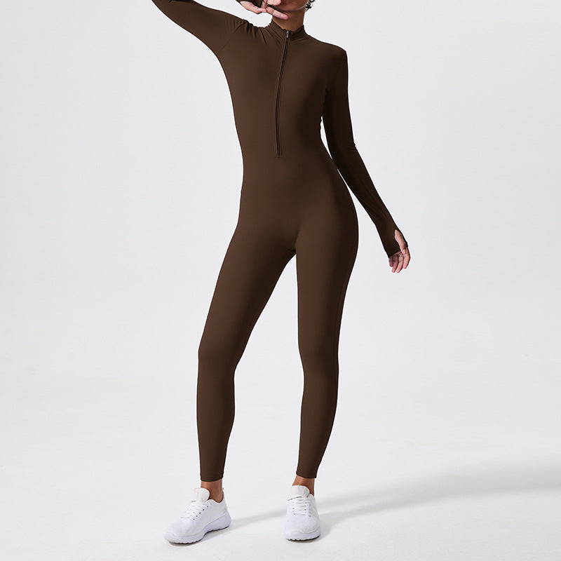 Long Sleeve Zip-Front Sports Jumpsuit