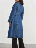 Longline Denim Windbreaker Trench Coat