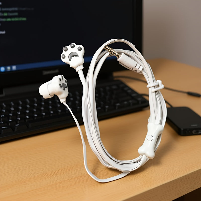 3.5Mm Smart Fully Compatible Wired Headphones Come with Cute Cat Paw Additions, Built-In Microphone, Pink In-Ear Design, Plug-And-Play Functionality, High-Definition Calls, Music Headphones, Phone Call Headphones, Comfortable