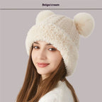 Winter Cute Fur Ball Knitted Hat Outdoor Warm Beanie