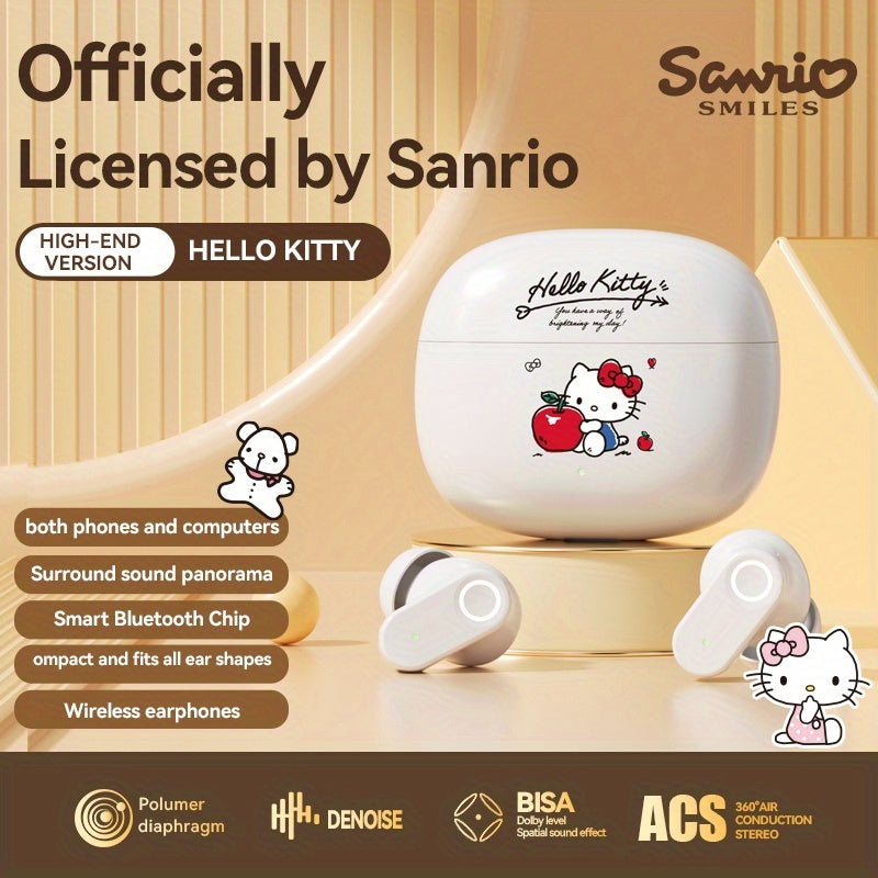 Sanrio In-Ear Wireless Bluetooth Earphones - Pudding Dog & Hello Kitty, Cute and Lightweight for Sports, Exercise, Travel, and Birthday Gifts