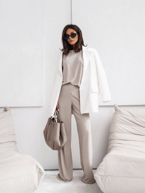 Sleeveless T-Shirt & Wide-Leg Trouser Set