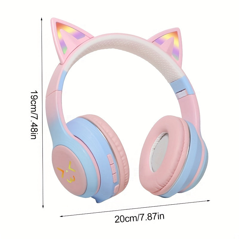 Wireless Cat Ear Gaming Headset with Surround Sound, Suitable for PC and Laptops, Voice Communication | Vibrant RGB Lighting | Over-Ear Headband, Gaming Headset, Ideal for Gifting