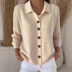 Button-Front Lapel Sweater Cardigan