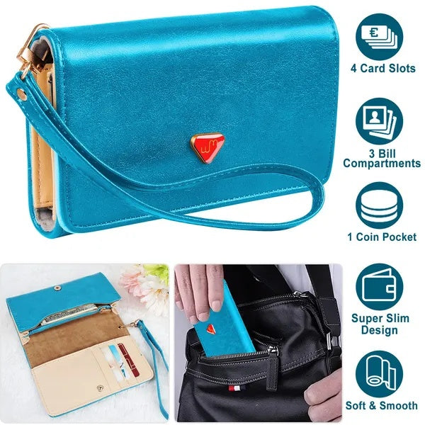 Slim PU Leather Wristlet Wallet and Clutch Purse