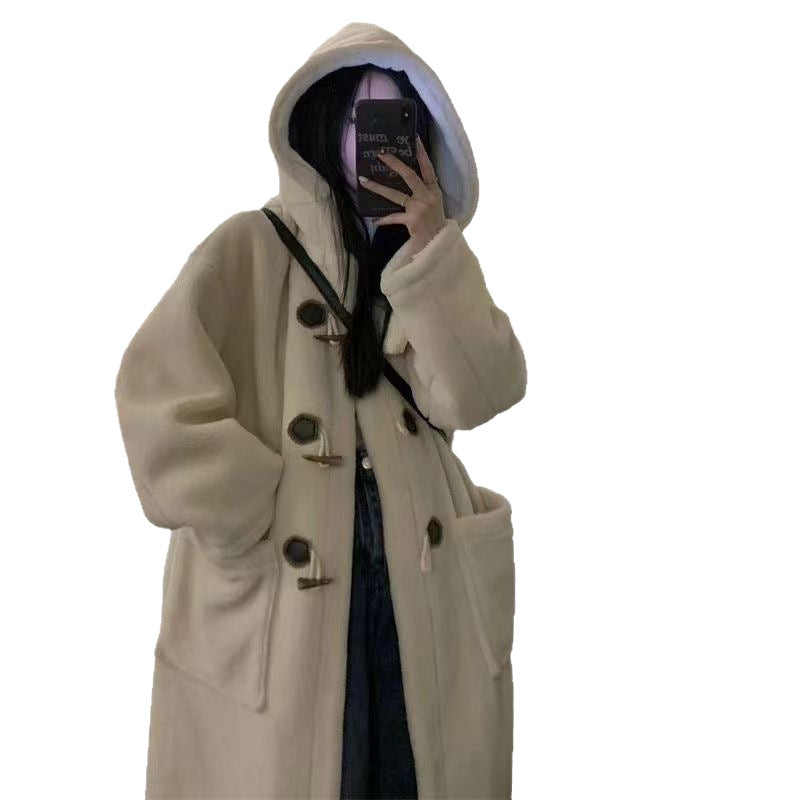 Horn Button Lamb Wool Duffle Coat
