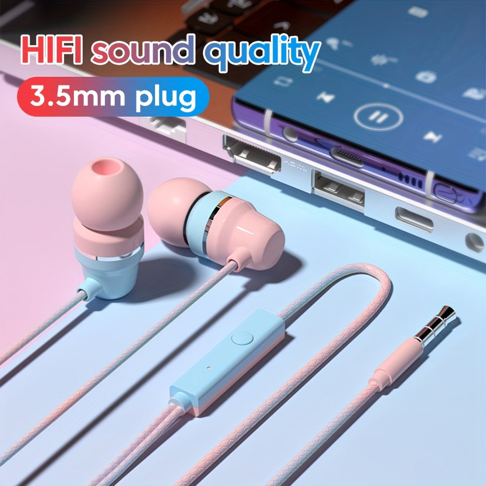 3.5mm In Ear Wired Headphones HiFi Dual Colors Earphones with Microphones Headsets for Cellphones Laptop Tablet PC Computer Earbuds