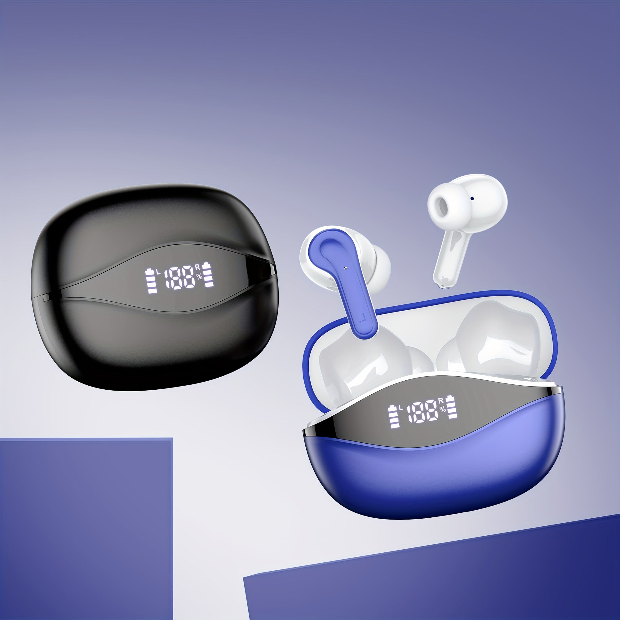 Wireless Earbuds BT 5.4 Noise Cancelling | 400mAh Charging Case | 13mm Dynamic Driver & HIFI Stereo | Built-in Mic, LED Display, Type-C | for Calls/Office/Outdoor Sports | Gift-Ready for Family/Friends/Partners