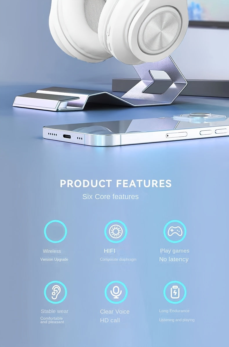 39 Luminous Wireless Headphones with Plug-in, Wired and Wireless Multifunctional Use