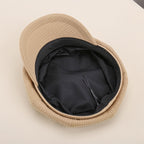 Pleated Octagonal Newsboy Hat with Gold Accent Buckle