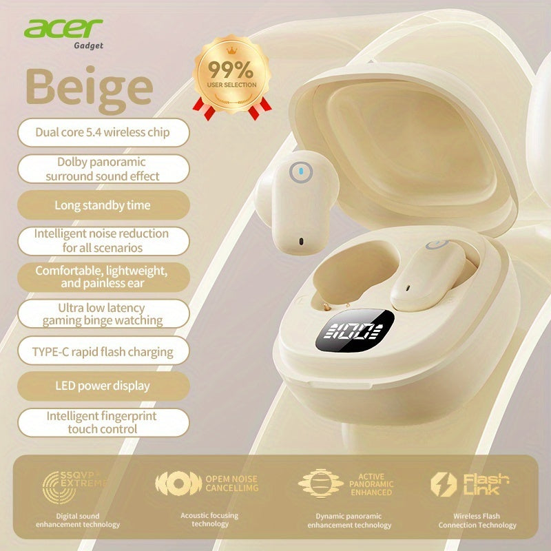 The New Acer 2025 TWS Wireless Earbuds Feature Deep Bass Stereo Sound And Call Noise Reduction, with an Extended Battery Life. They Are Semi-In-Ear, Suitable for Sports And Running