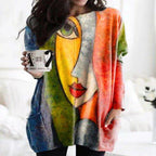 Abstract Face Print Longline Top