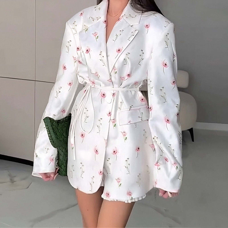 Thin Lace-Up V-Neck Blazer Coat