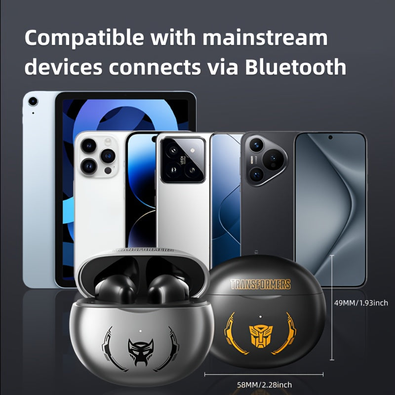 Transformers Bluetooth Earphones, Featuring Cool Color Options (Bumblebee, Optimus Prime), Are Compact and Portable, Boasting a Low Gaming Latency of 45ms, 360° Surround Sound, and Bluetooth 5.4, Making Them an Excellent Hol