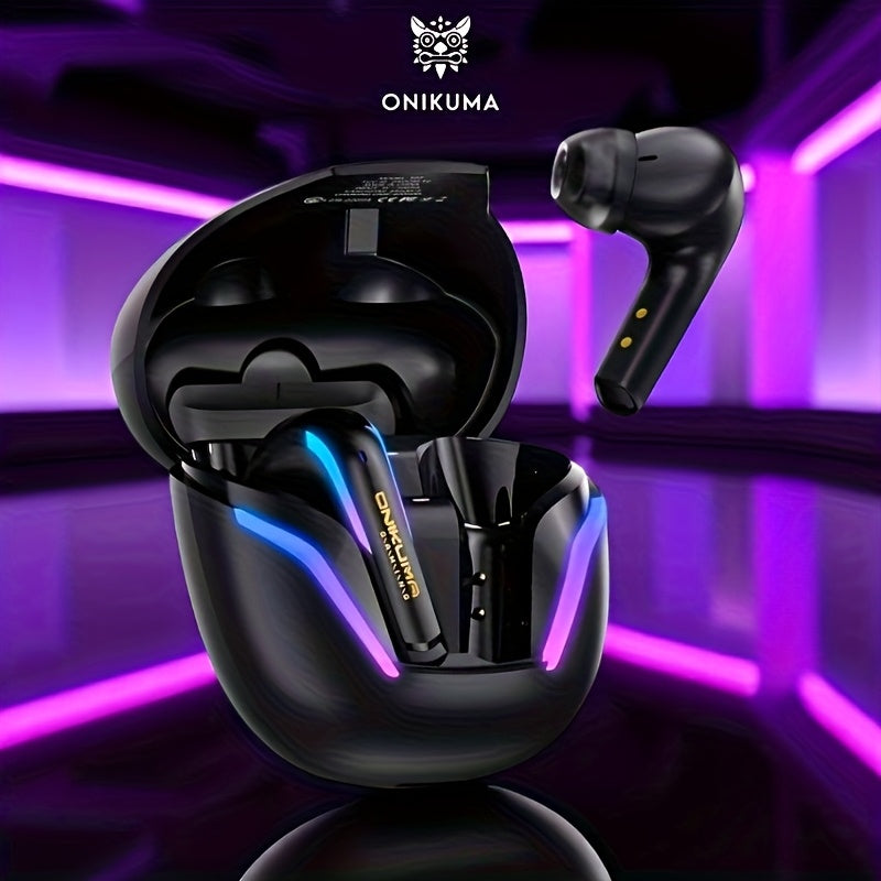 ONIKUMA 2.4G Wireless Gaming Headset, Low Latency 5.3 Headset, Dual Connectivity (2.4G and Wireless 5.3), ENC Noise Cancelling Microphone, Deep Bass, Immersive Experience | Ergonomic Earbuds | Mecha Style Light Strap | Stylis
