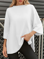 Oversized Side-Slit T-Shirt with 3/4 Sleeves