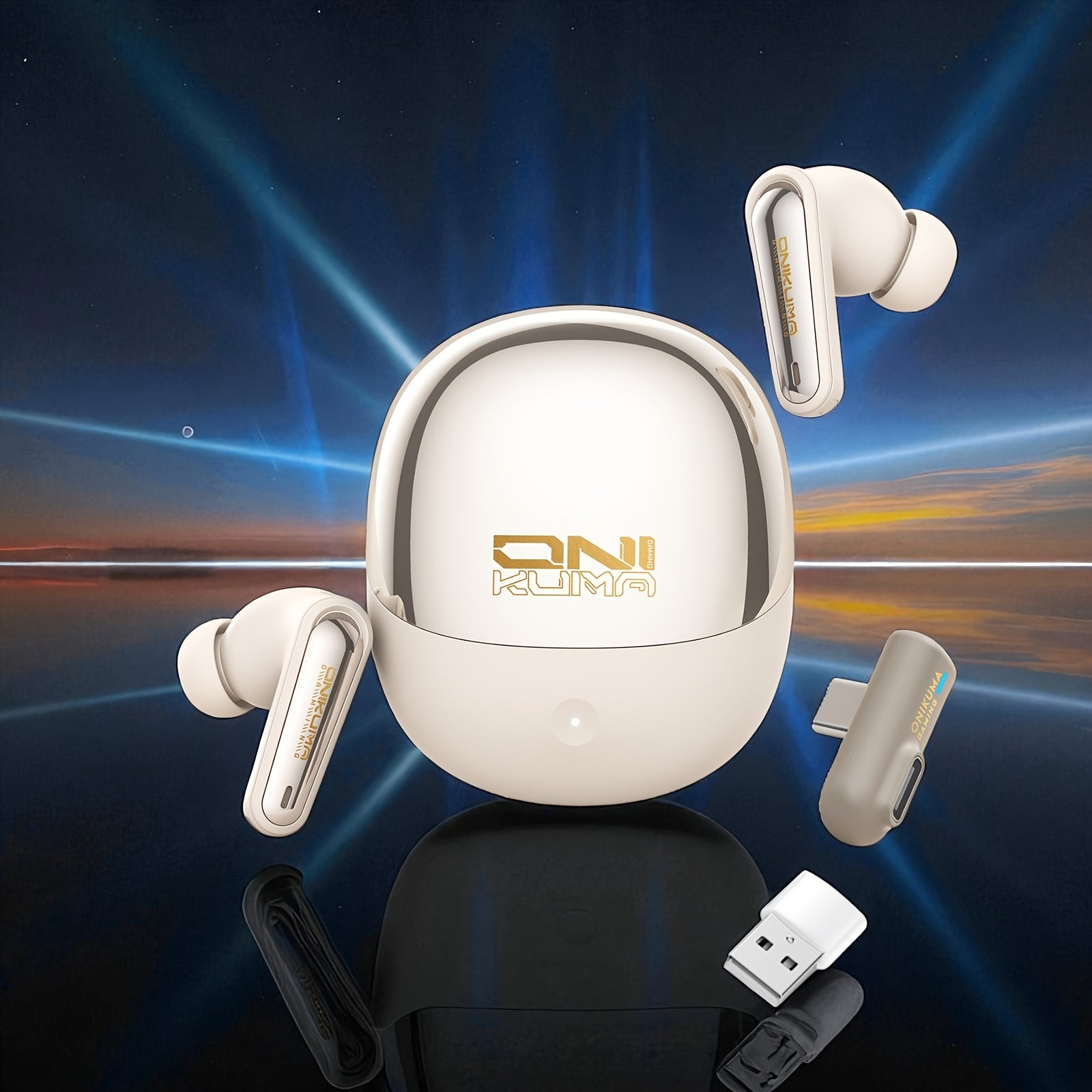 ONIKUMA 2.4G Wireless Gaming Headset with ANC+ENC HD Microphone, Ultra-Low Latency, Long Battery Life Charging Case Compatible with PS5/4, 2.4GH zwireless Dual-Mode Headset Compatible with Mobile Phones, Tablets, Laptops, Mus