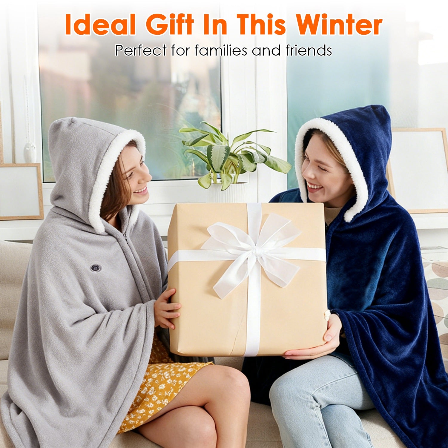 Wearable Heated Throw Blanket with Power Bank