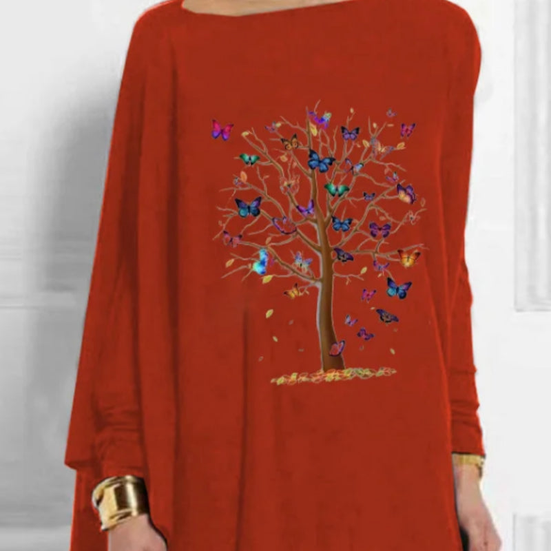 Butterfly Tree Asymmetric Tunic