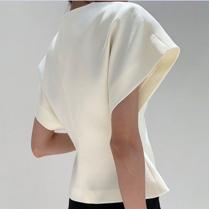French Style Structured V-Neck Vest Blouse