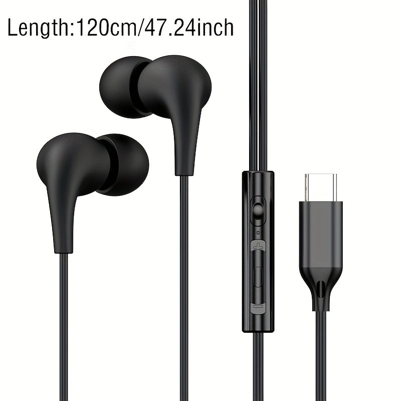 Wired Earbuds with Type-C And 3.5Mm Jack Featuring Hifi Bass, Stereo Sound, Volume Control, And Microphone, Compatible with for galaxy S25, S24, S23 Ultra, And Iphone 16, 15 Pro Max