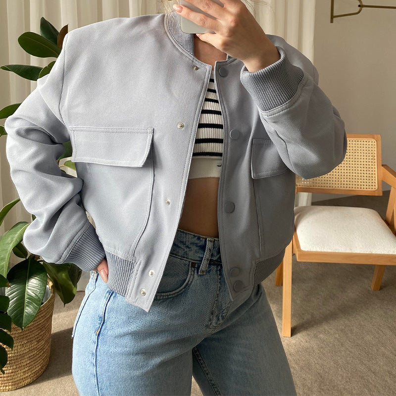 Stand-Collar Utility Bomber Jacket