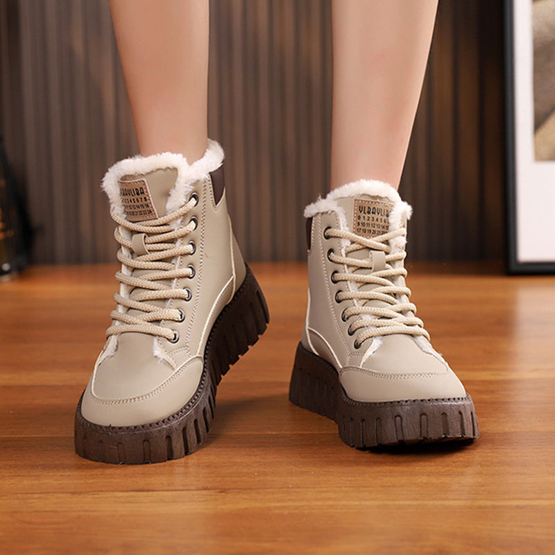 Ins Lace-Up Winter Snow Boots with Warm Fleece Lining