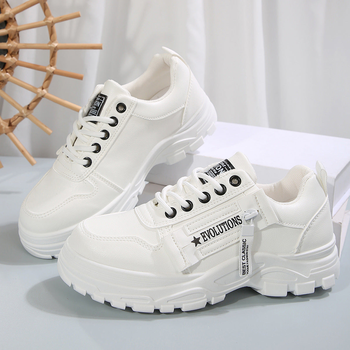 Side-Zipper Chunky Platform Casual Sneakers