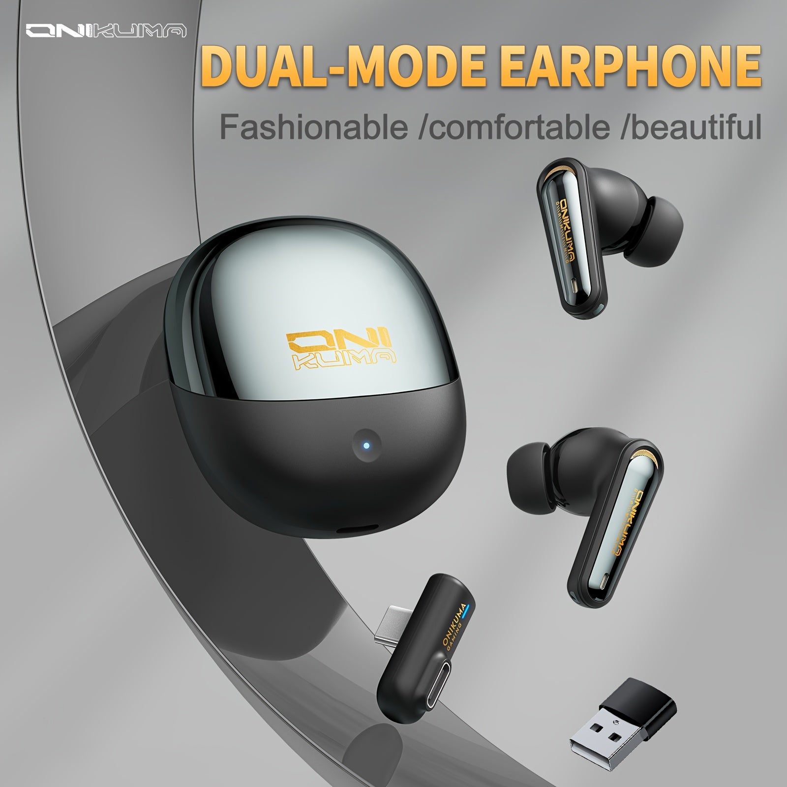 ONIKUMA 2.4G Wireless Gaming Headset with ANC+ENC HD Microphone, Ultra-Low Latency, Long Battery Life Charging Case Compatible with PS5/4, 2.4Ghz Wireless Dual-Mode Headset Compatible with Mobile Phones, Tablets, Laptops, Mus