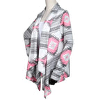 Open-Front Geometric Shawl Neck Cardigan