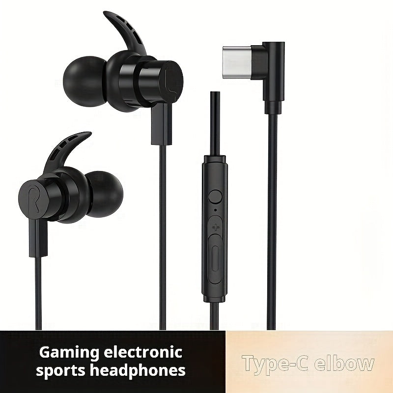 Professional Gaming Headphones | In-ear Wired, Low Latency, High-Definition Calls, Tangle-Free Cable, Microphone with Line Control, 3.5mm Round Jack and Type-C Flat Jack, Suitable for Most Mobile Phones, Ideal for Gaming, Mus