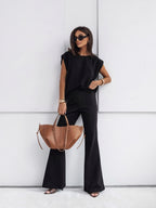 Sleeveless T-Shirt & Wide-Leg Trouser Set