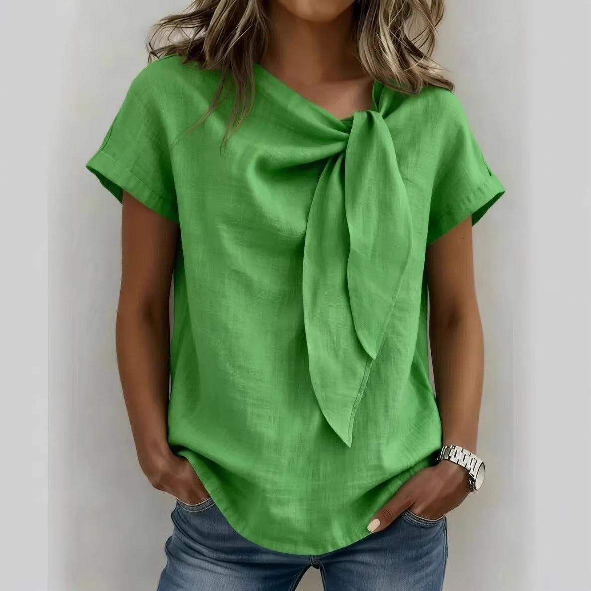 Women's Summer Short Sleeve Casual T-Shirt - Cotton Blend Lightweight Everyday Top For Daily Wear