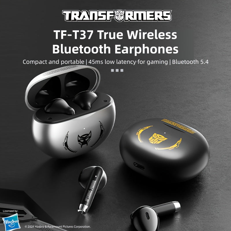 Transformers Bluetooth Earphones, Featuring Cool Color Options (Bumblebee, Optimus Prime), Are Compact and Portable, Boasting a Low Gaming Latency of 45ms, 360° Surround Sound, and Bluetooth 5.4, Making Them an Excellent Hol