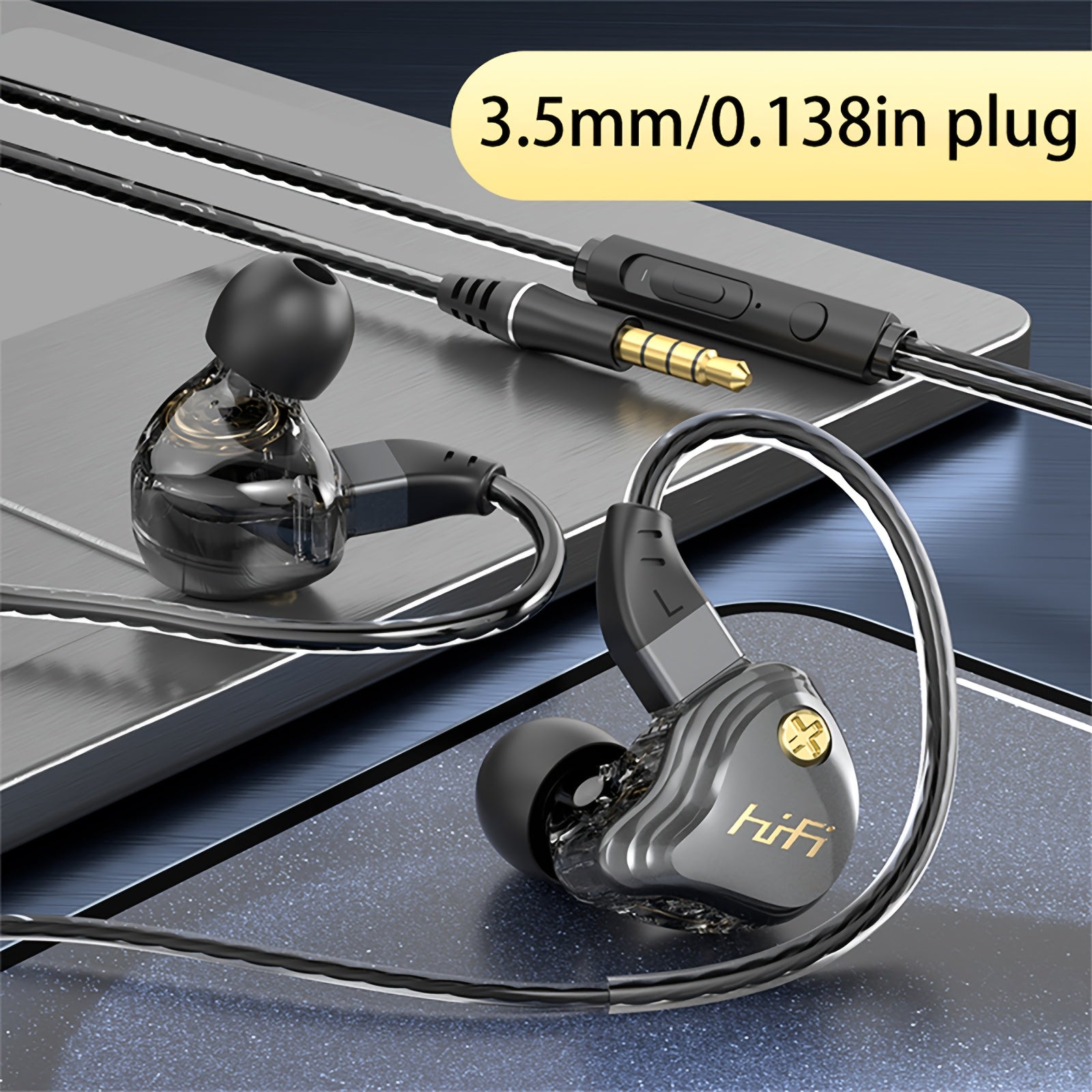 Wired In-Ear Headphones with a Detachable And Convenient Plug Design, Designed for Running with an Around-The-Ear Style, Featuring Deep Bass, Hifi Stereo Sound, Easy Storage, No Delay, Effective Noise Cancellation, Smart Cont