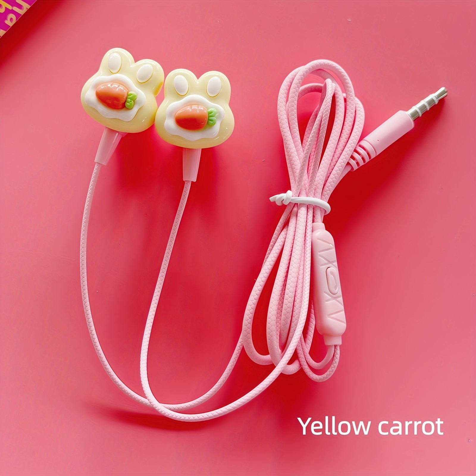 Cute Pink In-Ear Wired Headphones Featuring Cartoon Additions, Equipped with a 3.5MM Plug for Full Compatibility. They Come with a Built-In Microphone for HD Calling And Can Be Directly Plugged Into Any Device with a 3.5Mm Ja