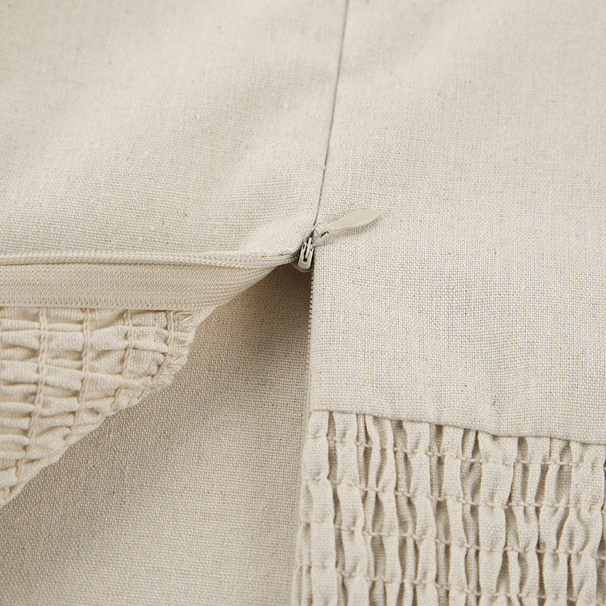 High-Waisted Linen Strapless Bandeau Dress