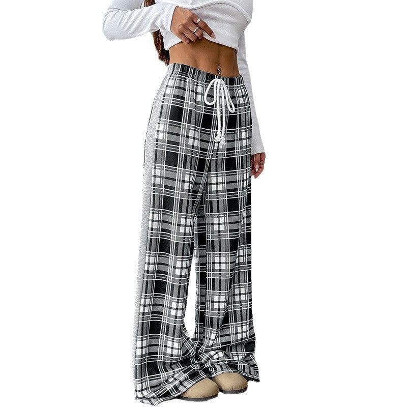 Plaid High-Waist Wide-Leg Pants