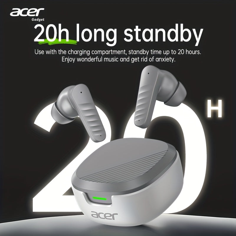 Acer TWS Wireless Earbuds with Deep Bass Stereo Sound And Call Noise Reduction, Designed for Sports And Running with a Semi-In-Ear Style, Low Latency Gaming Mode, HIFI Sound Quality, Lightweight Touch Control Design, Fashiona