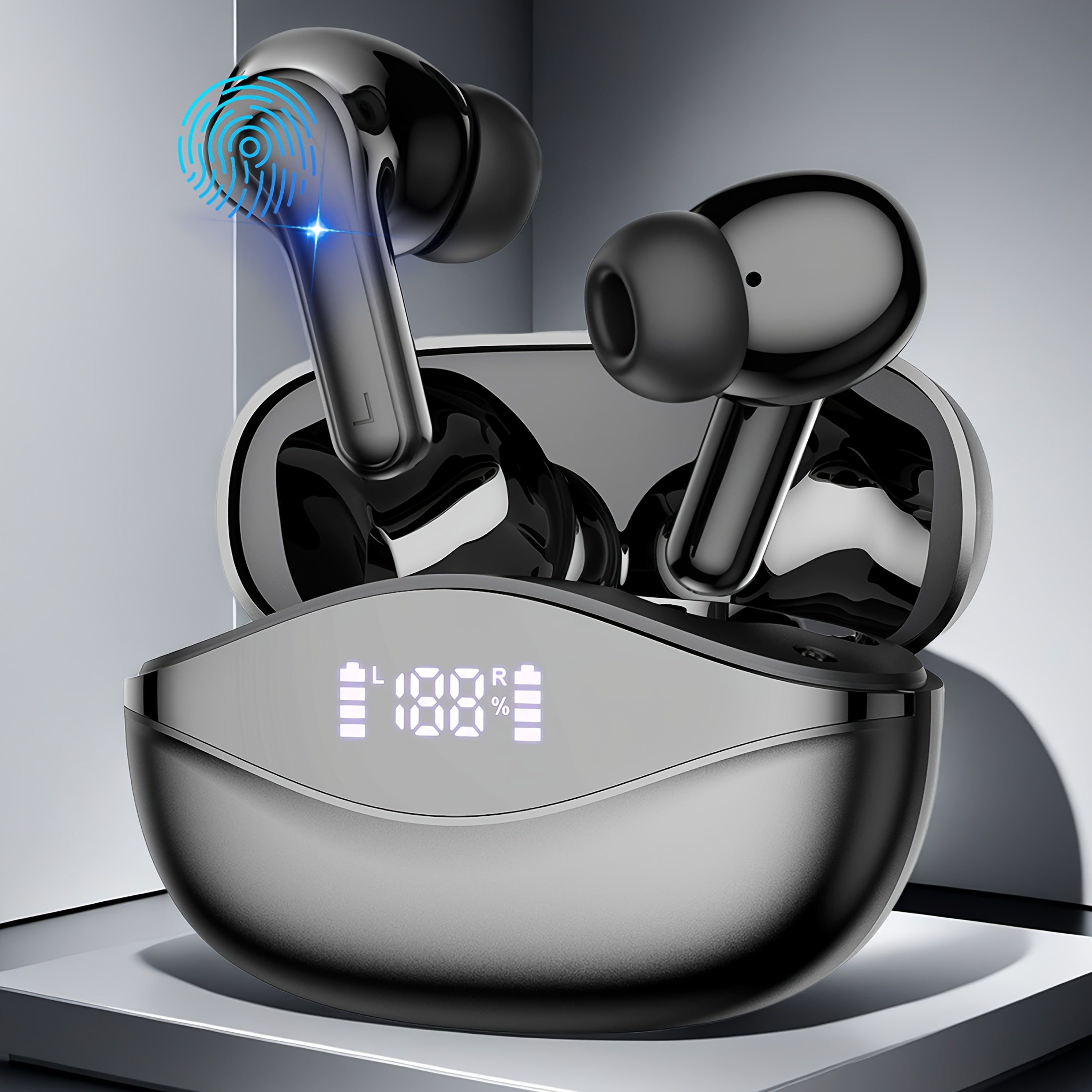 Wireless Earbuds BT 5.4 Noise Cancelling | 400mAh Charging Case | 13mm Dynamic Driver & HIFI Stereo | Built-in Mic, LED Display, Type-C | for Calls/Office/Outdoor Sports | Gift-Ready for Family/Friends/Partners