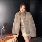 Integrated Faux Fur Long Sleeve Coat