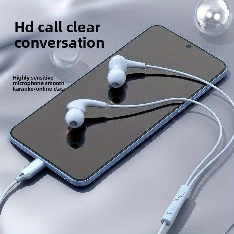 Wired Earbuds with Type-C And 3.5Mm Jack Featuring Hifi Bass, Stereo Sound, Volume Control, And Microphone, Compatible with for galaxy S25, S24, S23 Ultra, And Iphone 16, 15 Pro Max
