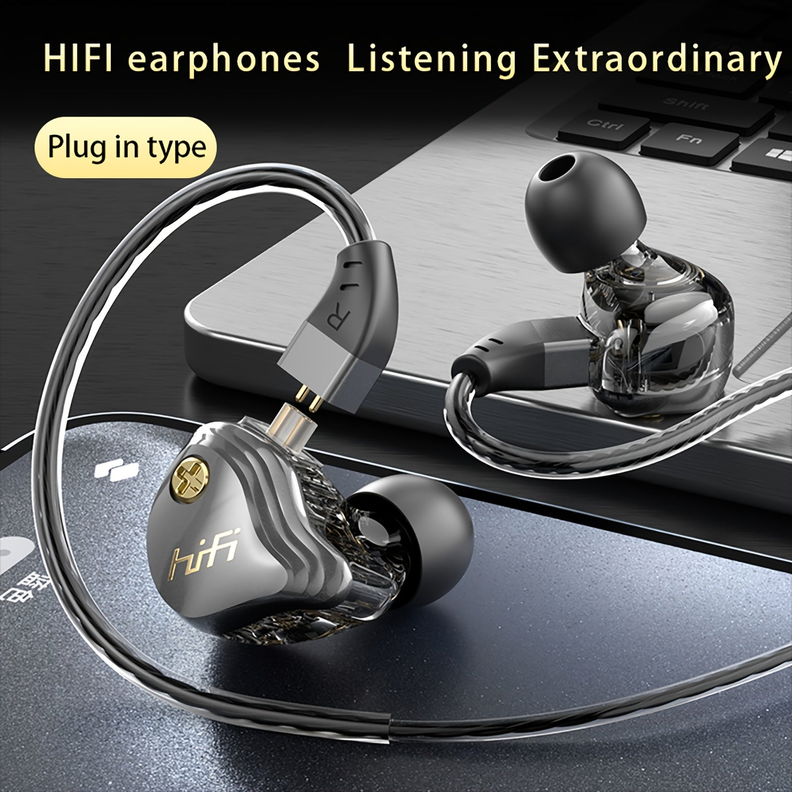 Wired In-Ear Headphones with a Detachable And Convenient Plug Design, Designed for Running with an Around-The-Ear Style, Featuring Deep Bass, Hifi Stereo Sound, Easy Storage, No Delay, Effective Noise Cancellation, Smart Cont